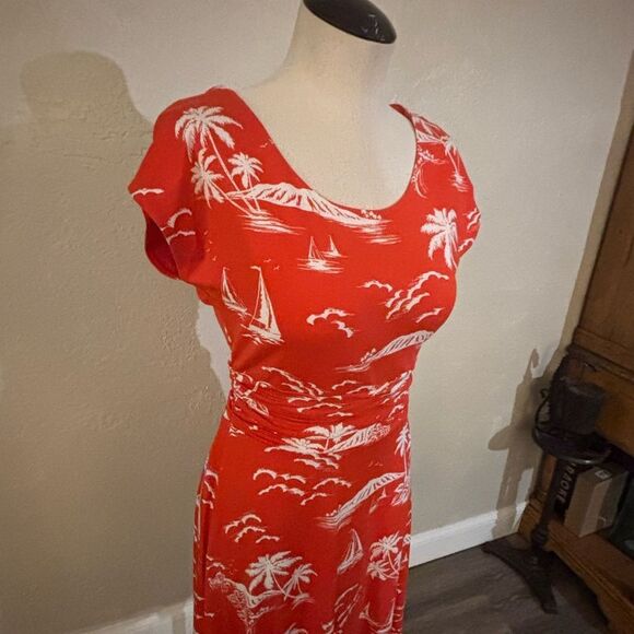 Hobbs London Tropical Print Orange Dress Sz 4 - Picture 3 of 9